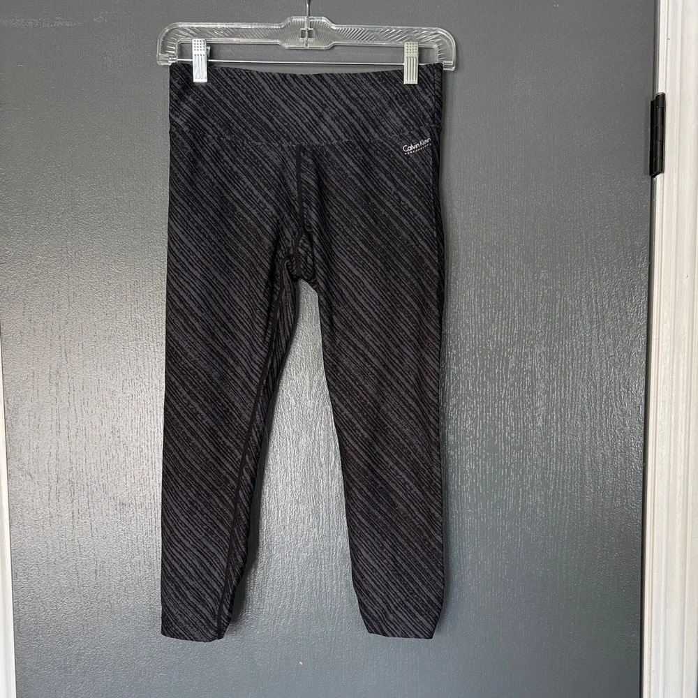 Calvin Klein Womens Charcoal Striped Leggings